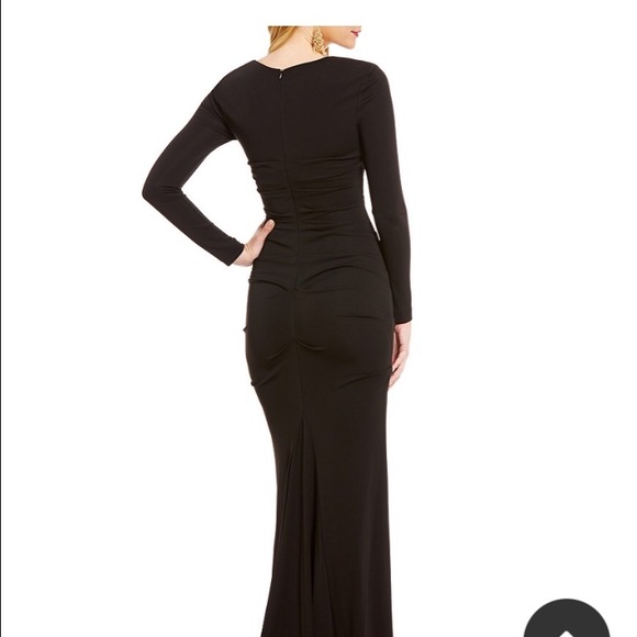 Nicole Miller Felicity Long Sleeve Blue Navy Evening Gown - Picture 2 of 7